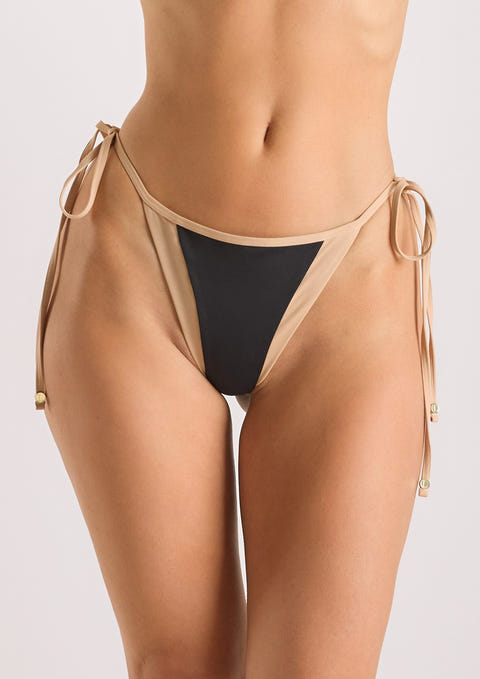 Monaco Tie Side Bikini Thong - Black