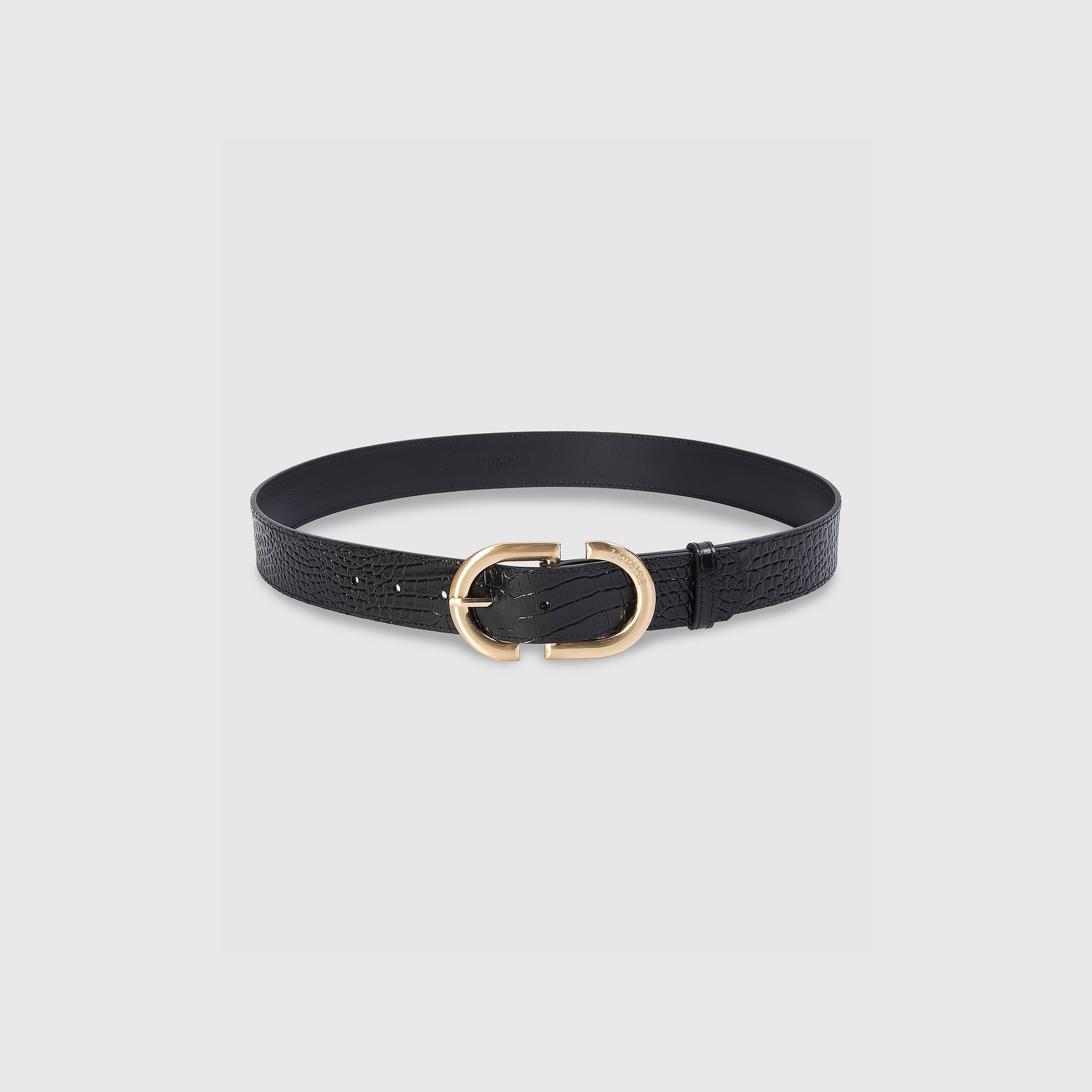 Curved Buckle Belt - Black