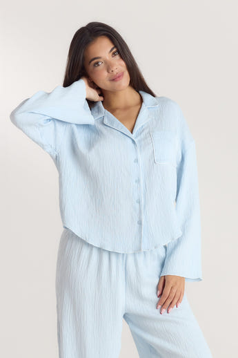Crinkle Pyjama Shirt - Blue