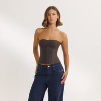 Bandeau Corset Top - Dark Brown