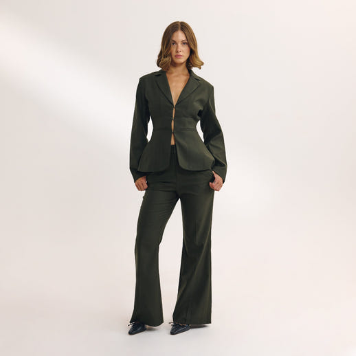 Flared Trousers - Dark Green