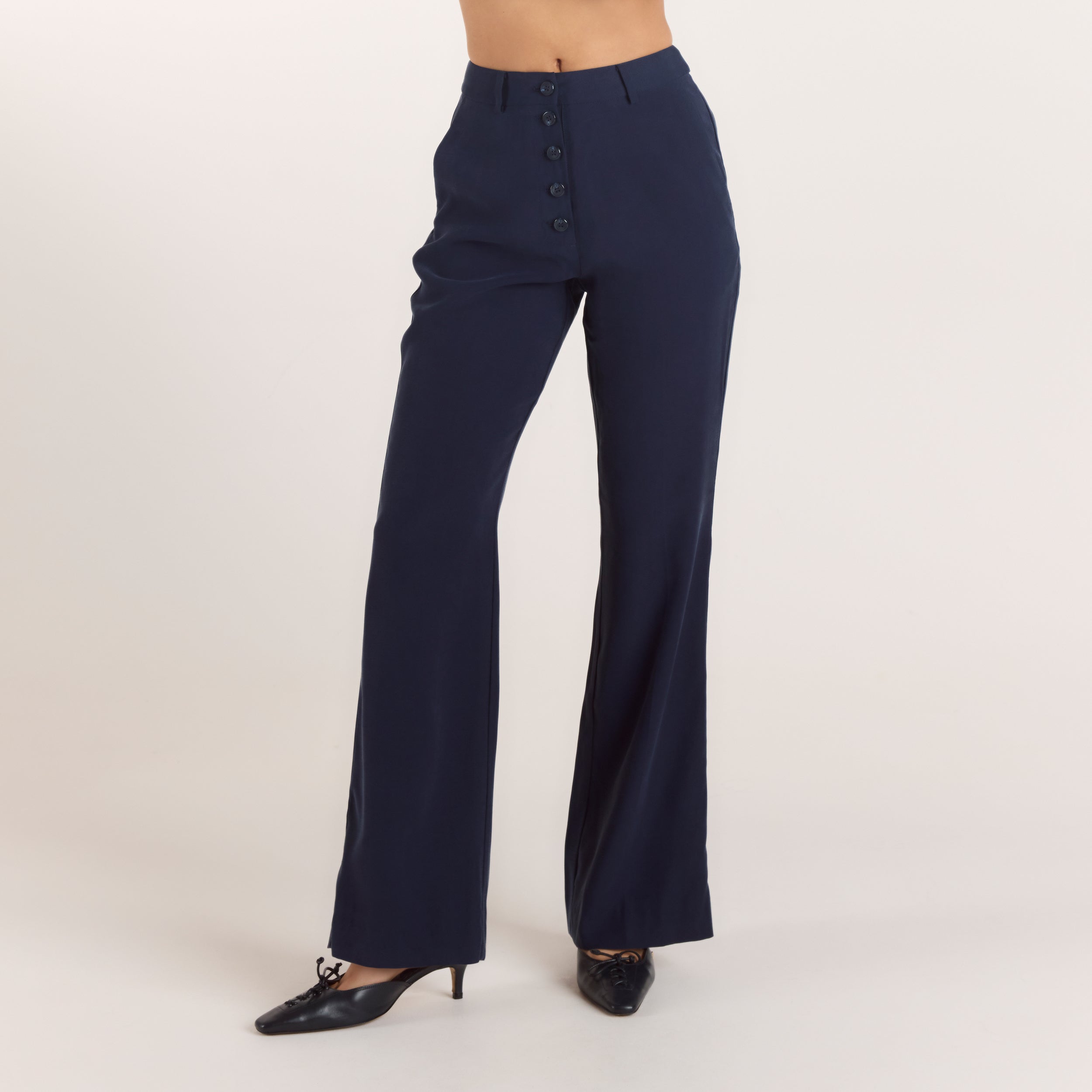 90s Straight-Leg Trousers - Navy
