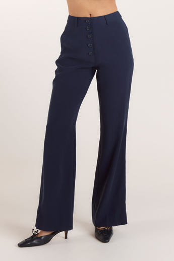 90s Straight-Leg Trousers - Navy