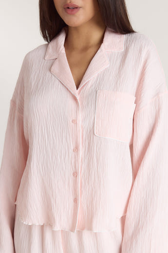 Crinkle Pyjama Shirt - Pink