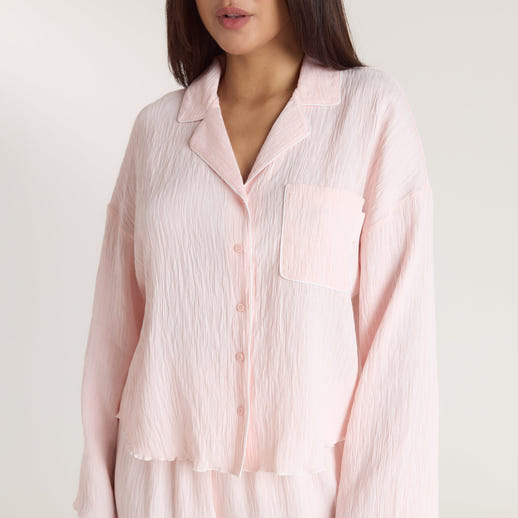 Crinkle Pyjama Shirt - Pink