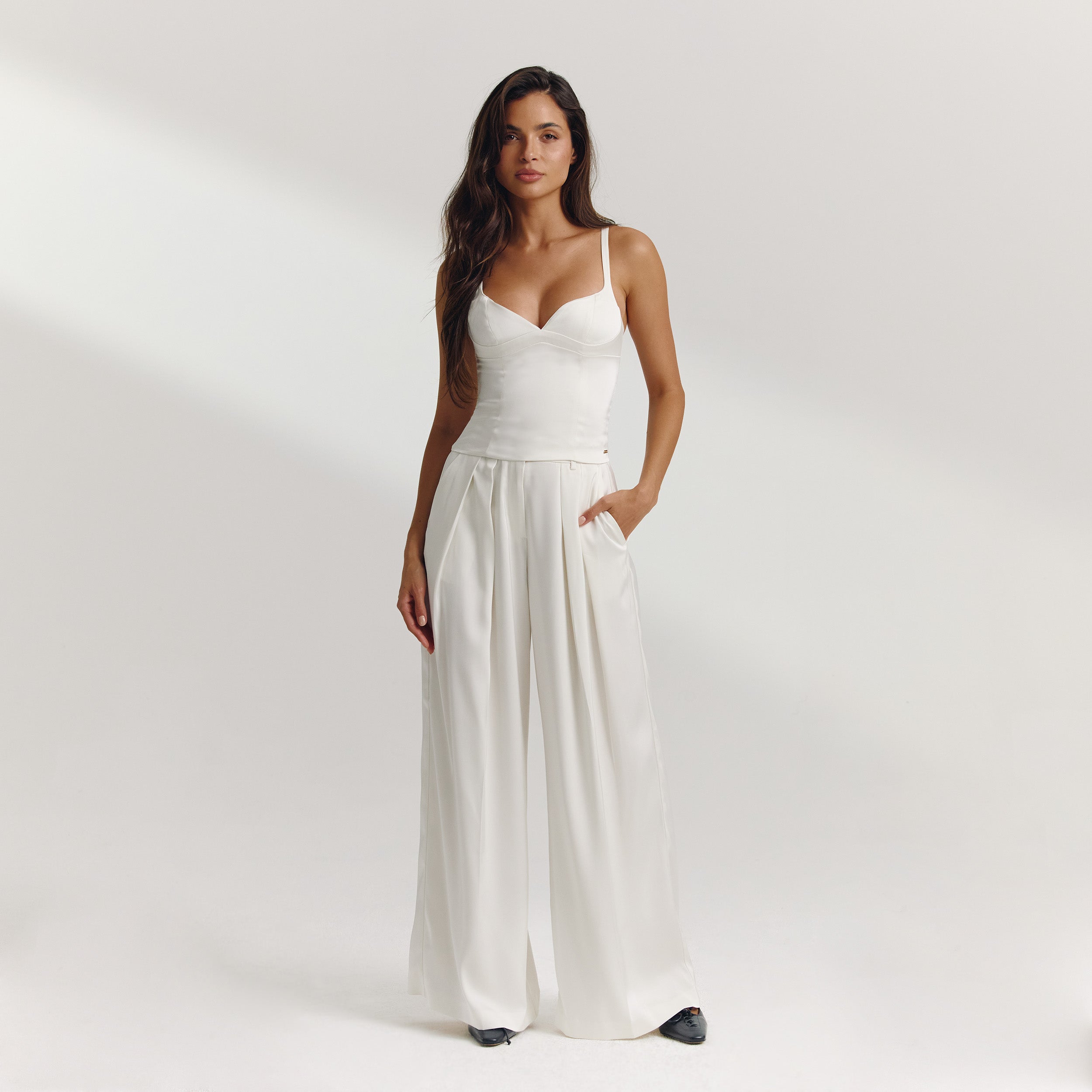 Satin Wide-Leg Trousers | Satin Wide-Leg Trousers - Off White