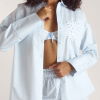 Bloom & Stripe Pyjama Shirt - Blue