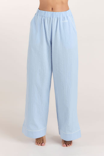 Textured Cotton Pyjama Bottoms - Blue