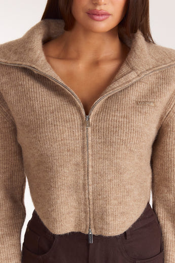 Structured Knitted Cardigan - Biscuit