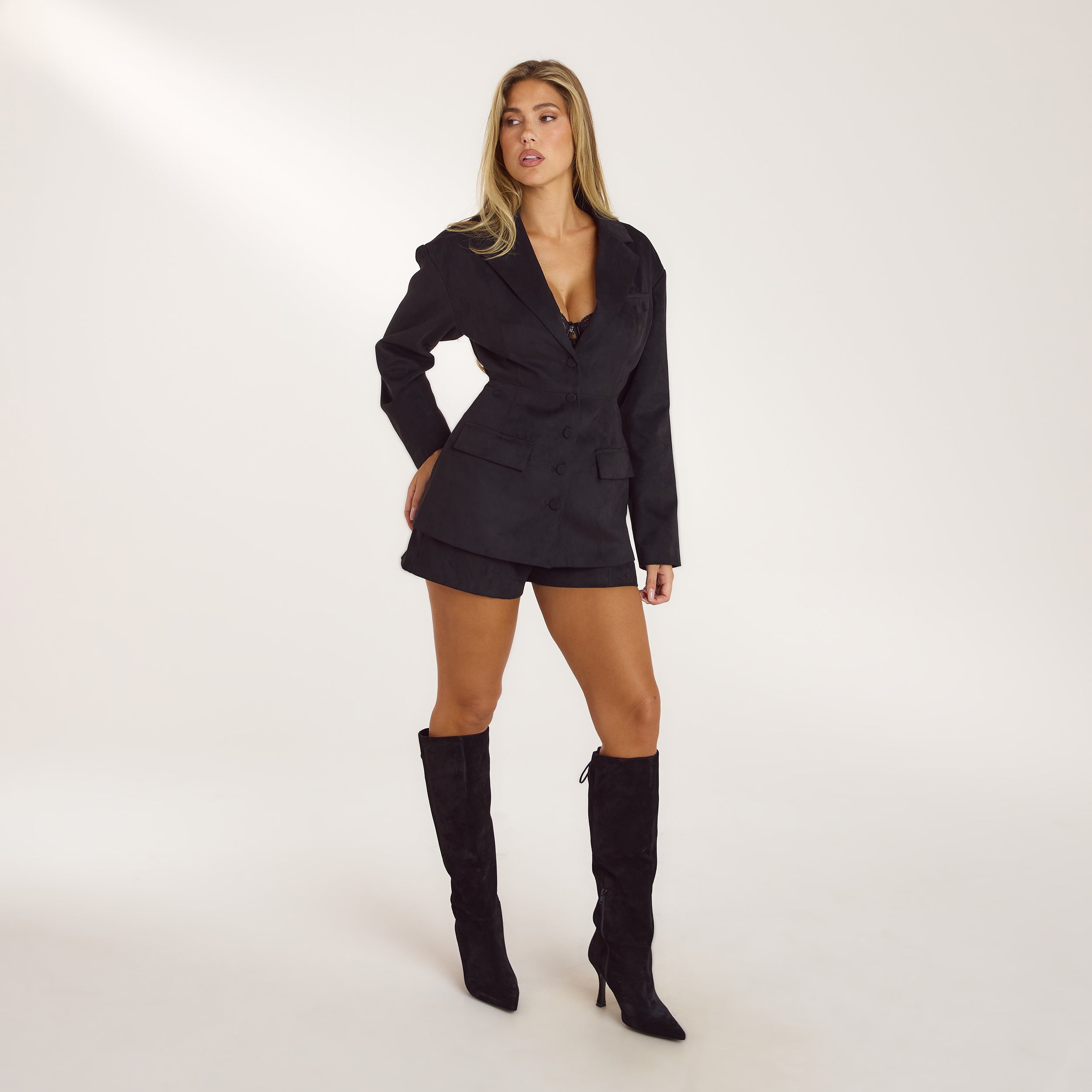 Suedette Blazer | Suedette Blazer - Black