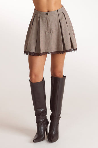 Pleated Skort - Brown Check