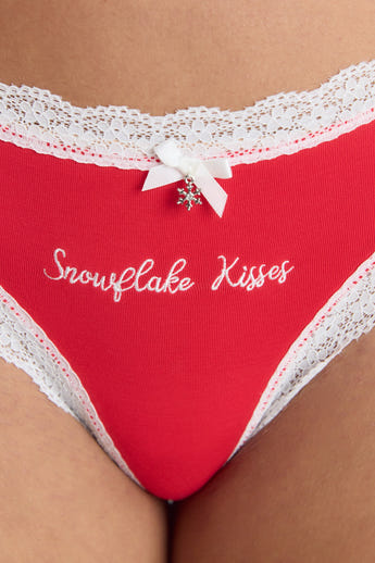 Snowflake Thongs (2-Pack) - Red/White alternate