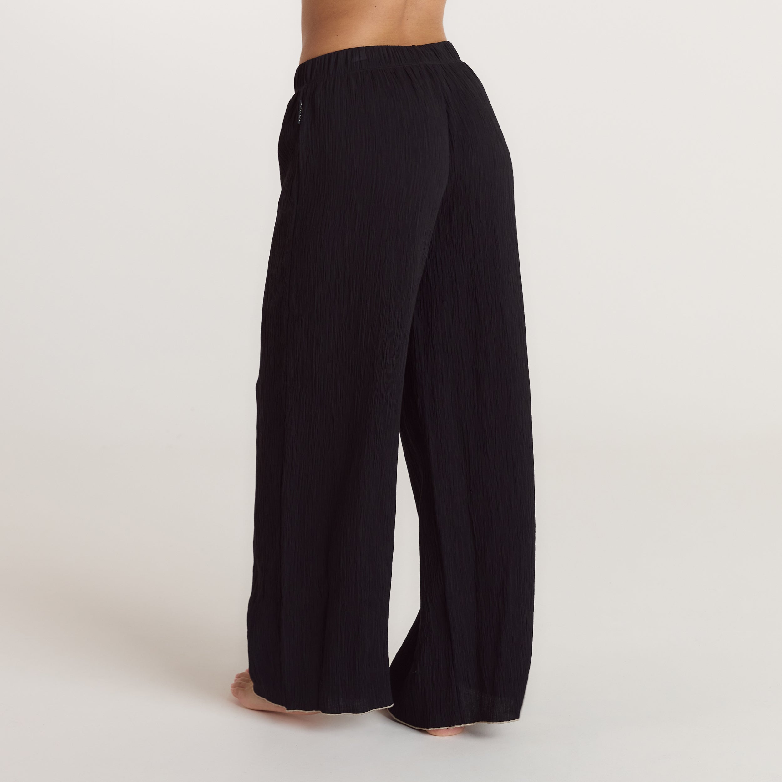 Crinkle Pyjama Bottoms - Black alternate