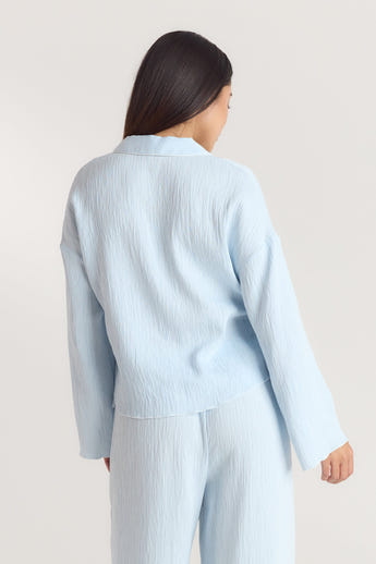 Crinkle Pyjama Shirt - Blue alternate