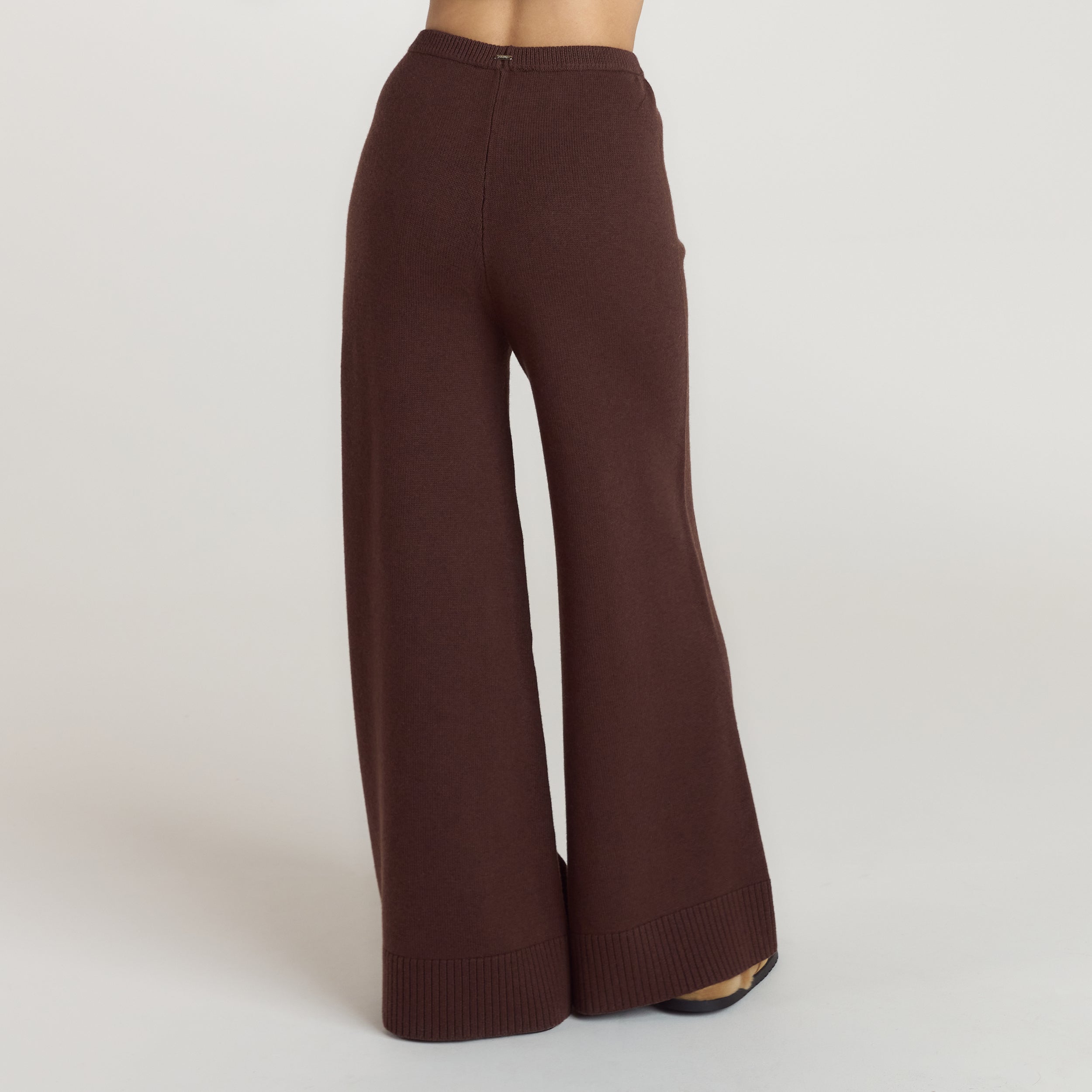 Ribbed Hem Knitted Trousers | Ribbed Hem Knitted Trousers - Chocolate