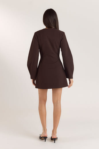 Structured Blazer Dress - Chocolate alternate