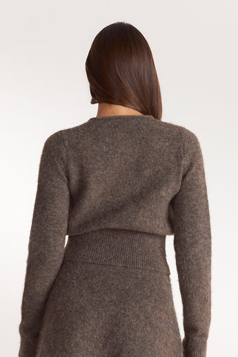 Cinched Knit Cardigan - Ash Brown alternate