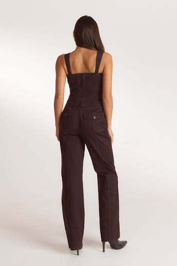 Denim Corset Top - Chocolate alternate