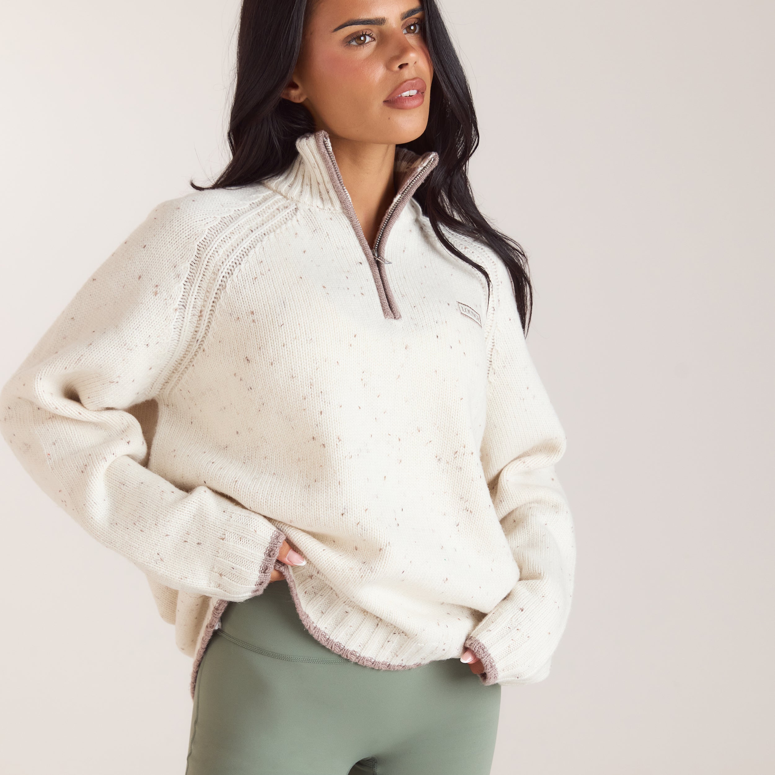 Knitted Wool Quarter-Zip Jumper | Knitted Wool Quarter-Zip Jumper - Cream
