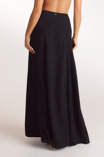 Lace Panel Maxi Skirt - Black alternate
