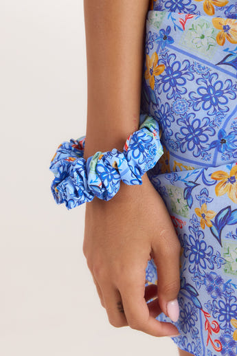 Mosaic Scrunchie - Blue Print alternate