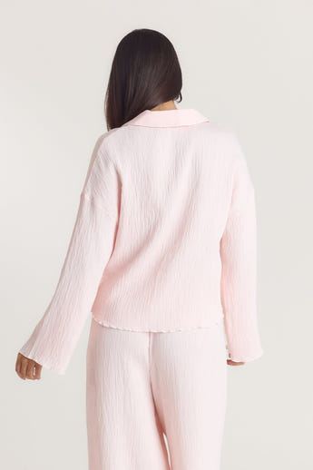 Crinkle Pyjama Shirt - Pink alternate