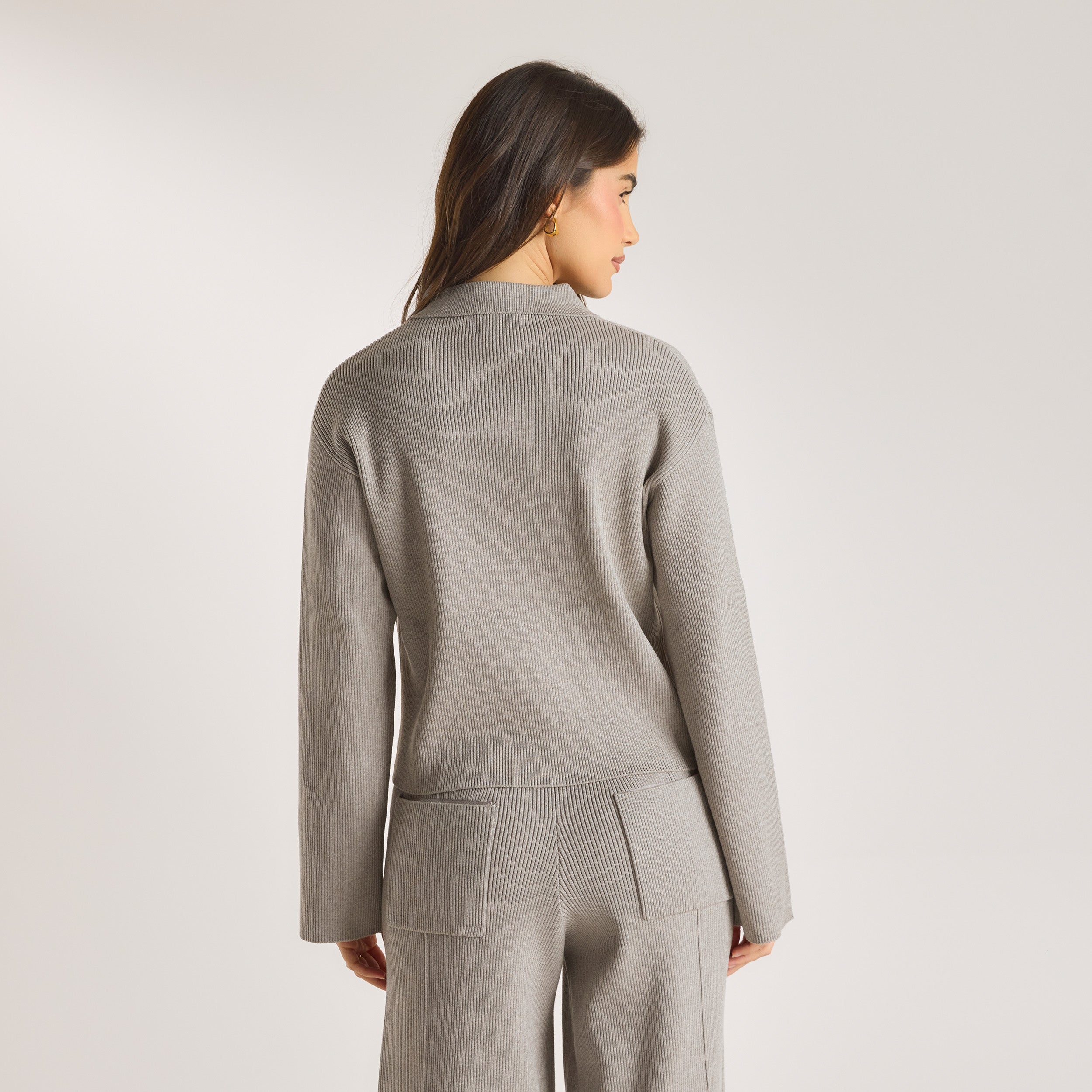 Knitted Oversized Shirt  | Knitted Oversized Shirt - Warm Grey