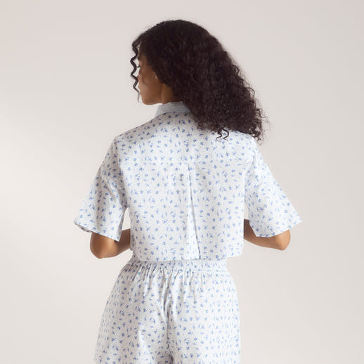 Bloom & Stripe Short-Sleeved Pyjama Shirt - Blue alternate