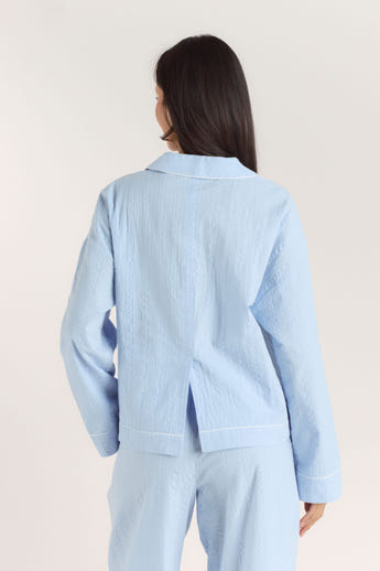 Textured Cotton Pyjama Shirt - Blue alternate