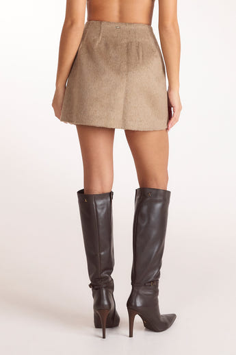 Woven A-Line Mini Skirt - Biscuit alternate