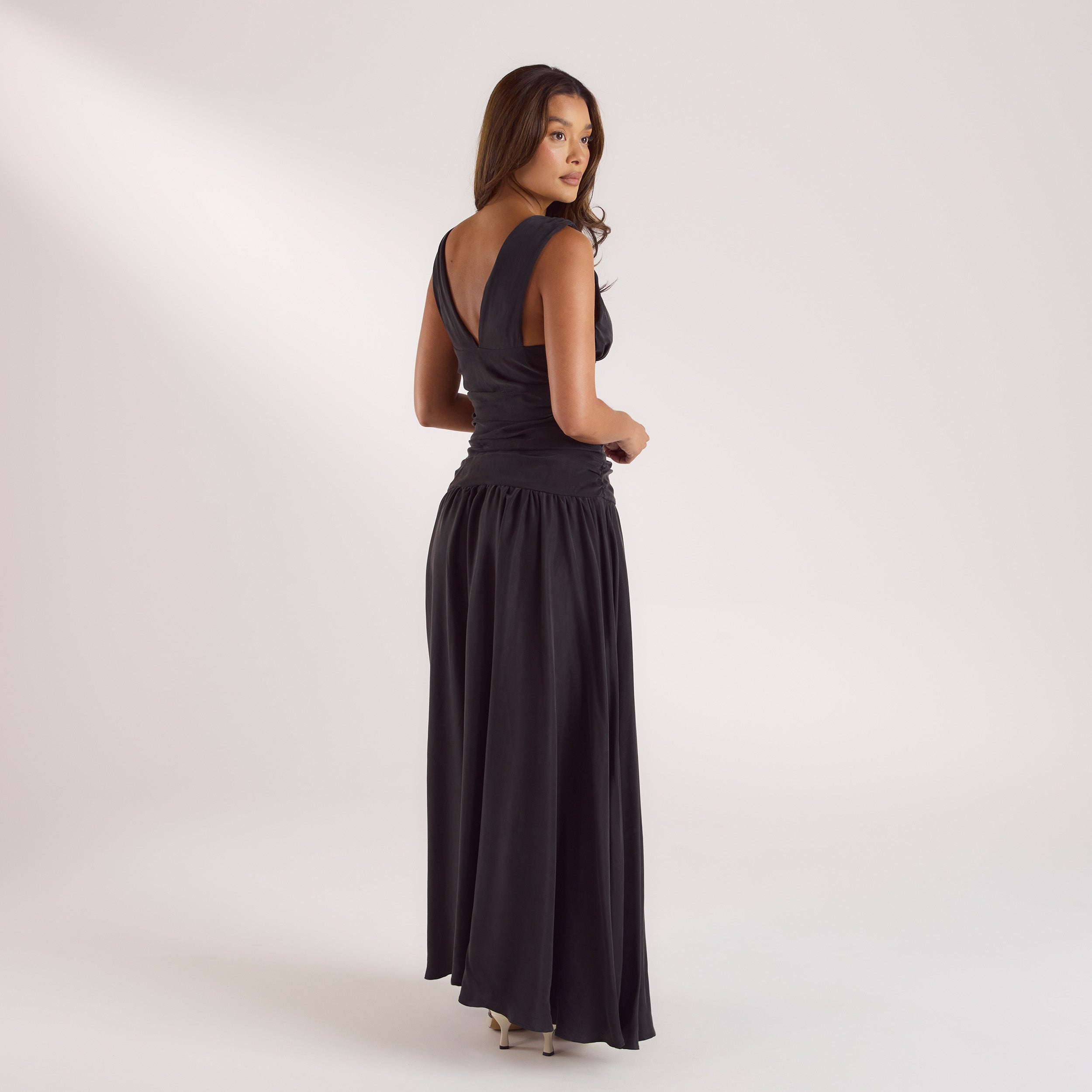 Cupro Blend Maxi Dress | Cupro Blend Maxi Dress - Black