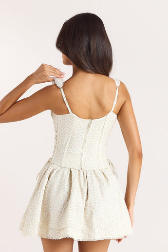 Ruched Corset Top - Cream Floral alternate
