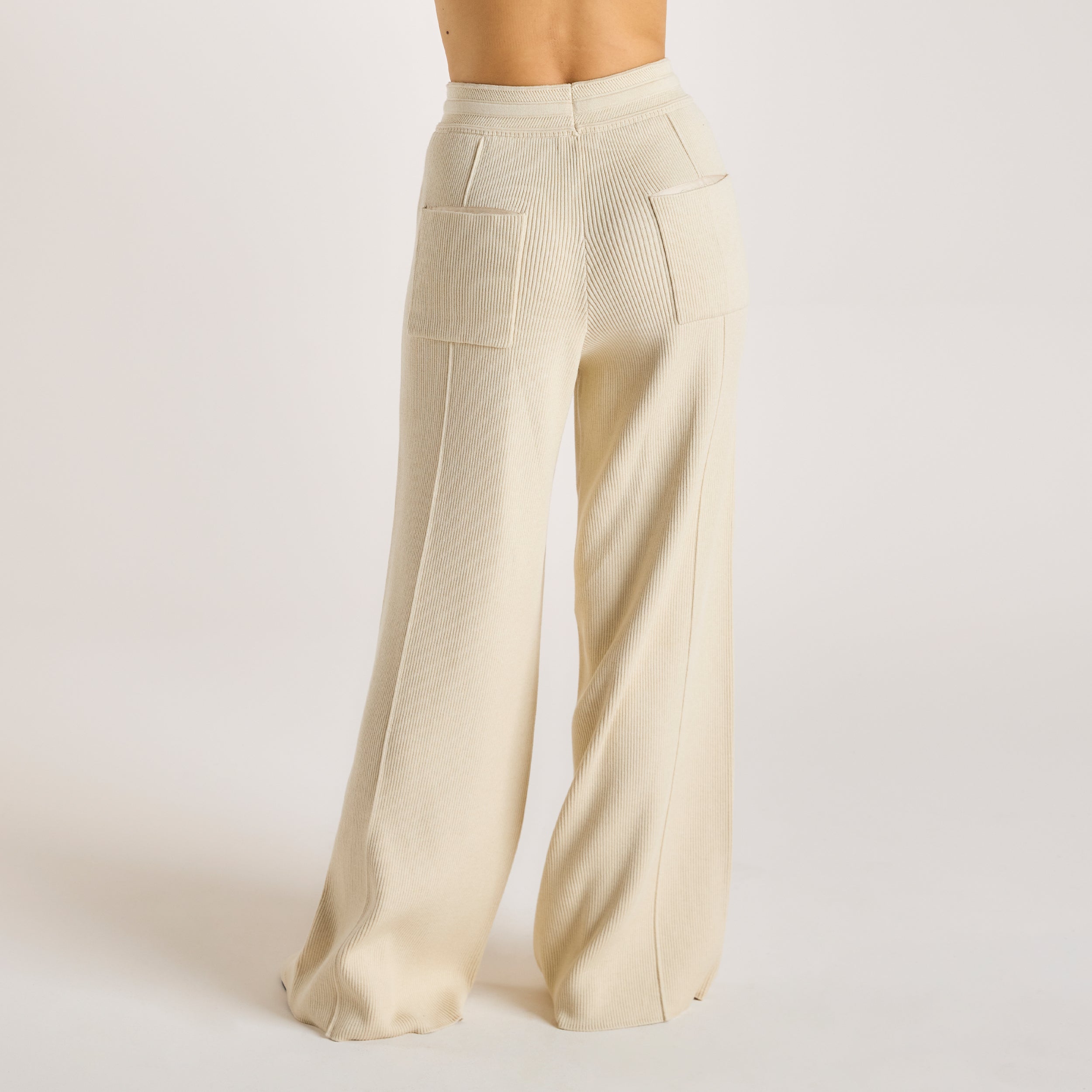 Wide Leg Knitted Trousers  | Wide Leg Knitted Trousers - Cream