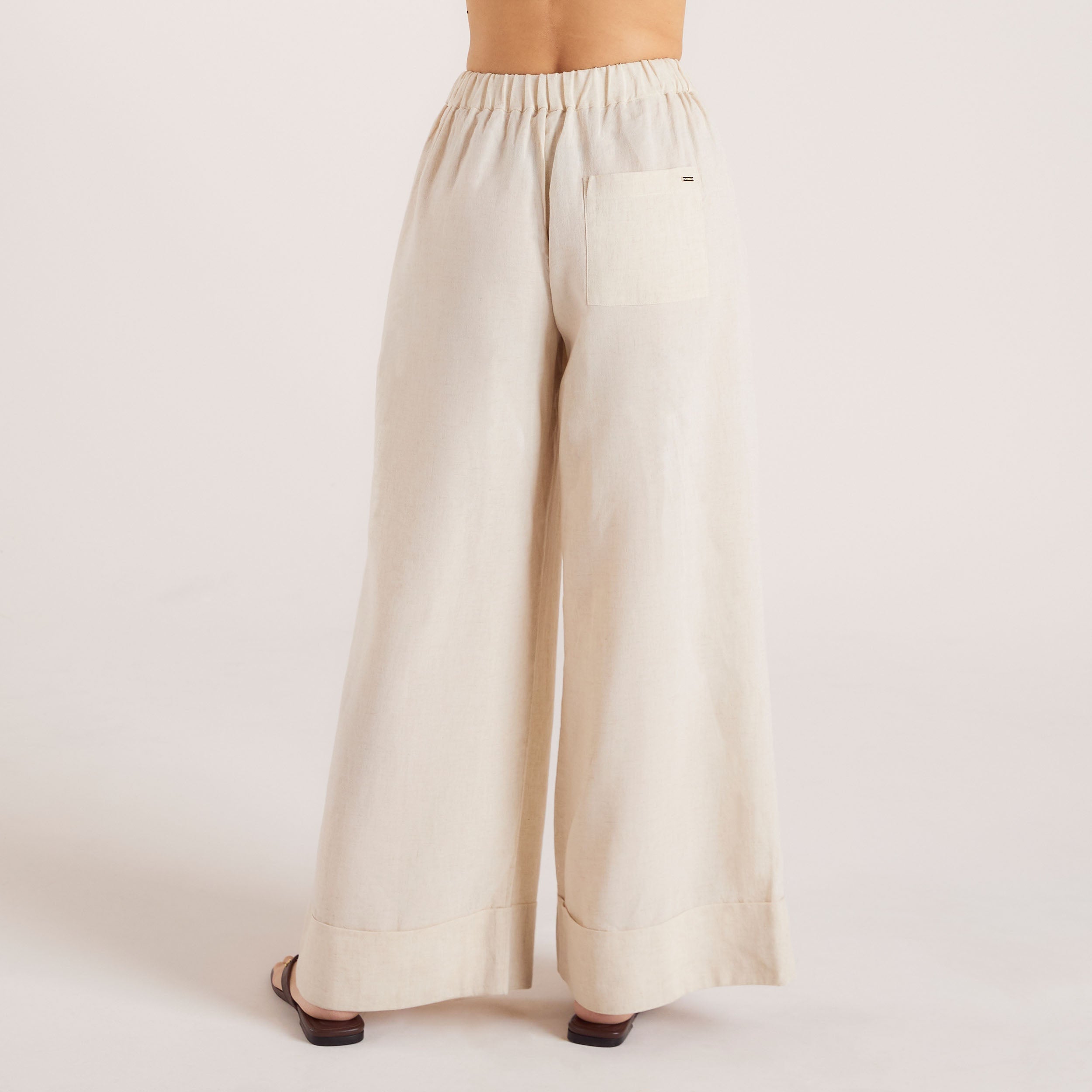 Linen Blend Wide-Leg Trousers | Linen Blend Wide-Leg Trousers - Cream