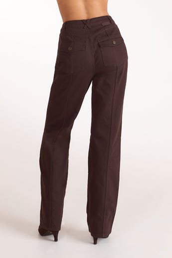 Denim Straight-Leg Jeans - Chocolate alternate
