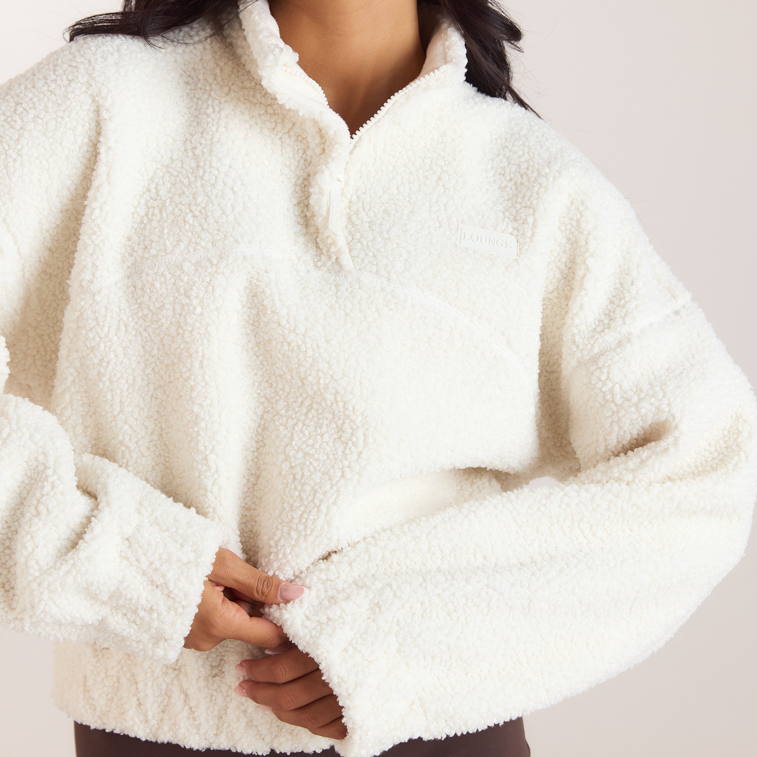 Funnel-Neck Borg Fleece | Funnel-Neck Borg Fleece - Cream