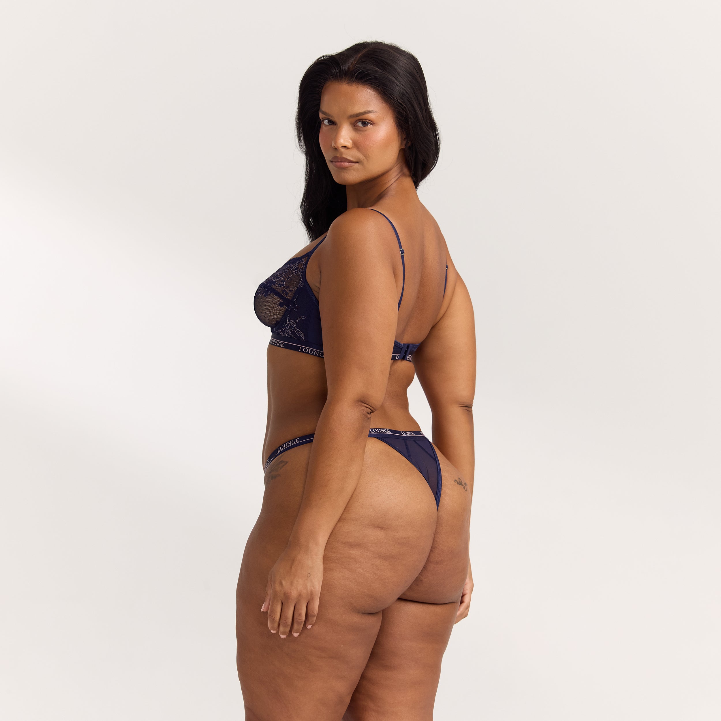 Two-Tone Blossom Balcony Bra | Two-Tone Blossom Balcony Bra - Navy