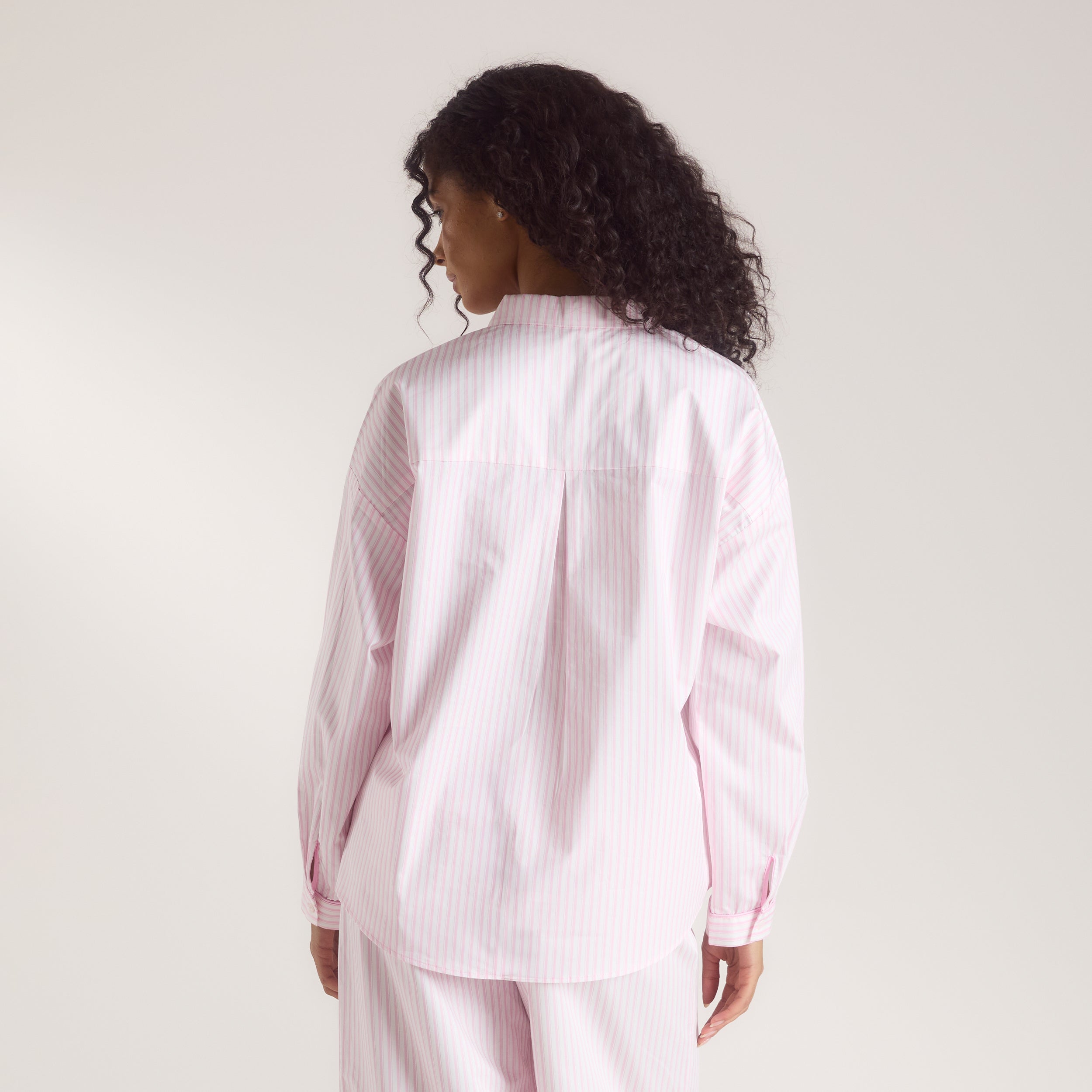 Bloom & Stripe Pyjama Shirt - Pink alternate