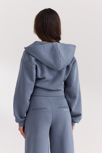 Fitted-Waist Zip-Up Hoodie - Slate Blue alternate