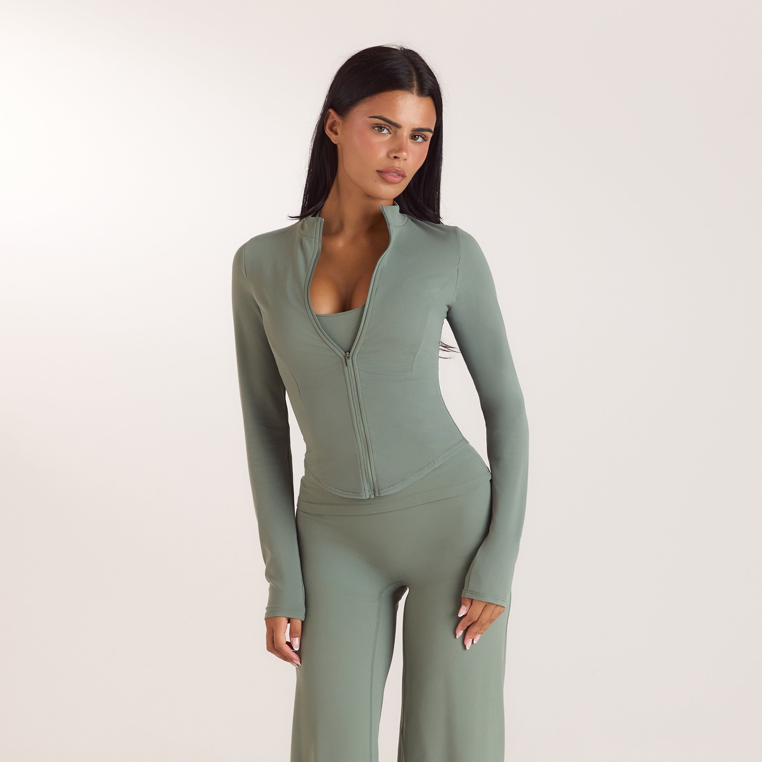 ContourSoft™ Cinch Zip-Up Jacket | ContourSoft™ Cinch Zip-Up Jacket - Sage Green