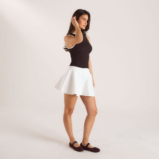 High-Waisted Denim Skirt - White alternate