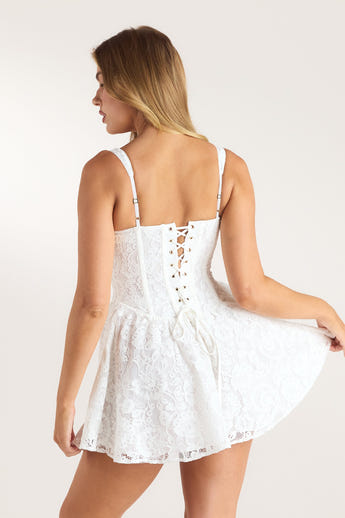 Lace Corset Mini Dress - White