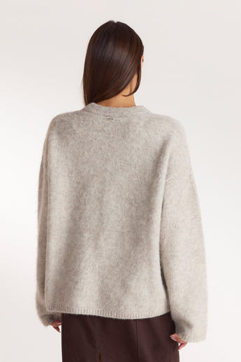 Fluffy Knitted Jumper - Warm Grey alternate