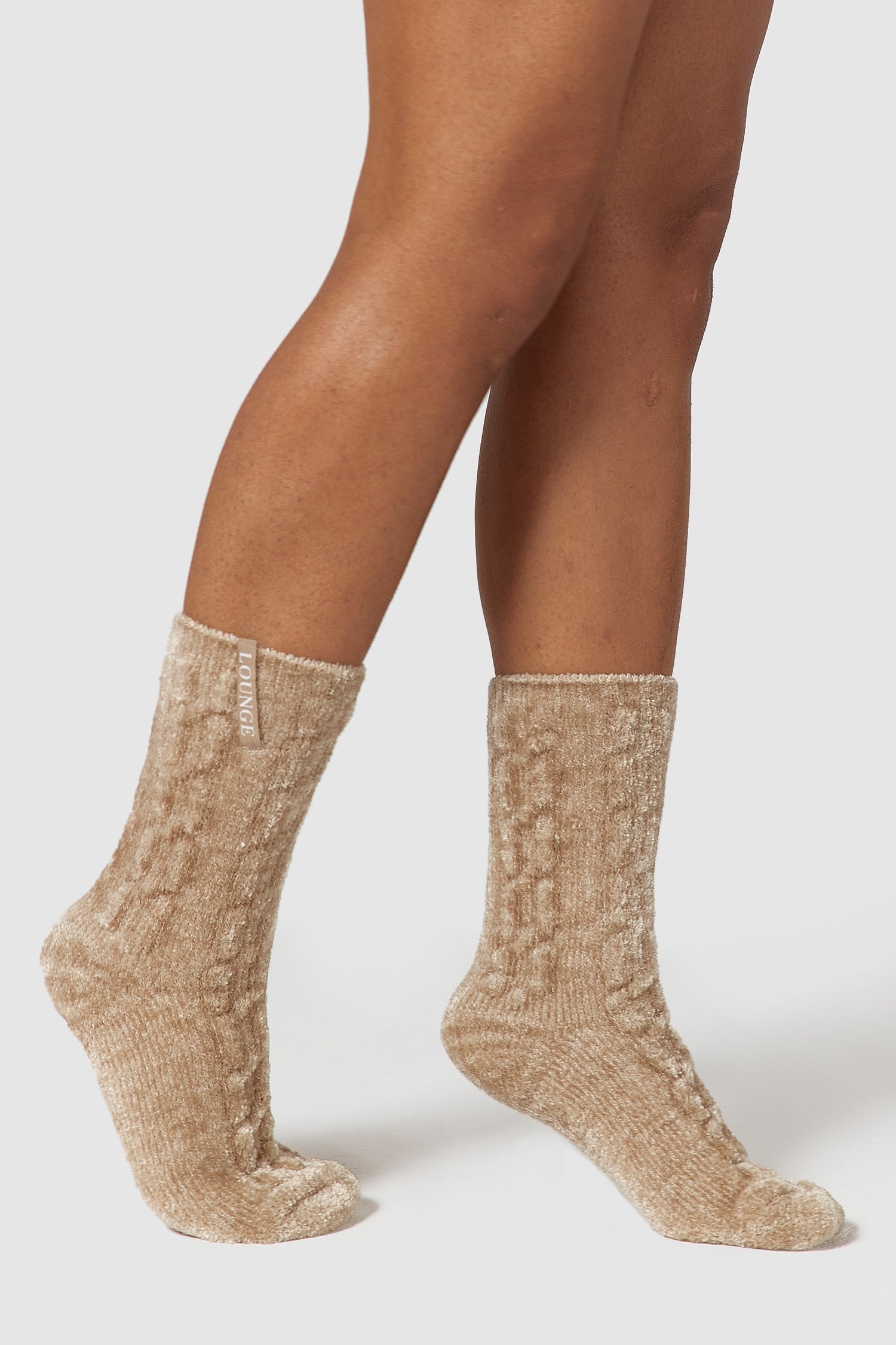 Chenille Knitted Socks - Mink