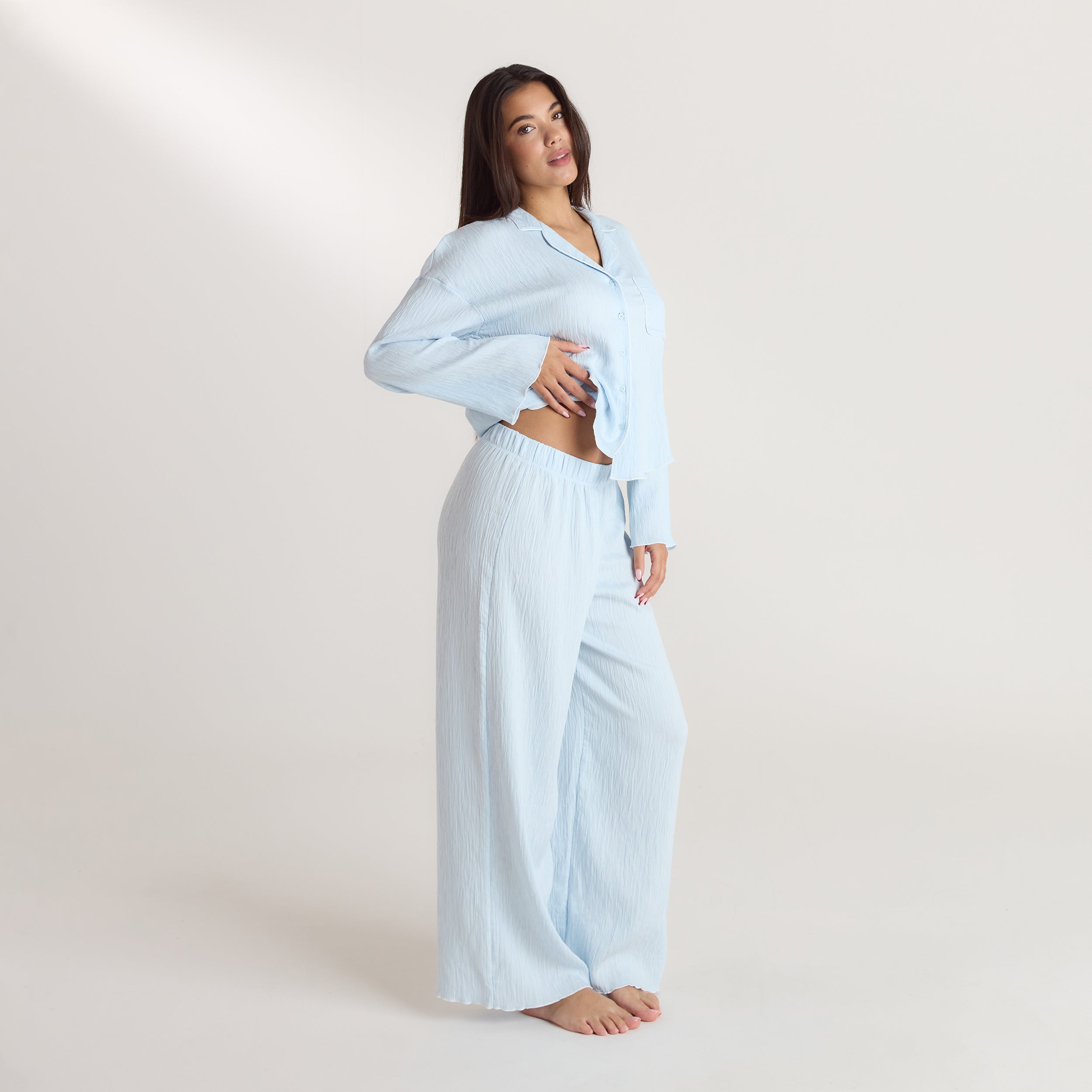 Crinkle Pyjama Bottoms | Crinkle Pyjama Bottoms - Blue