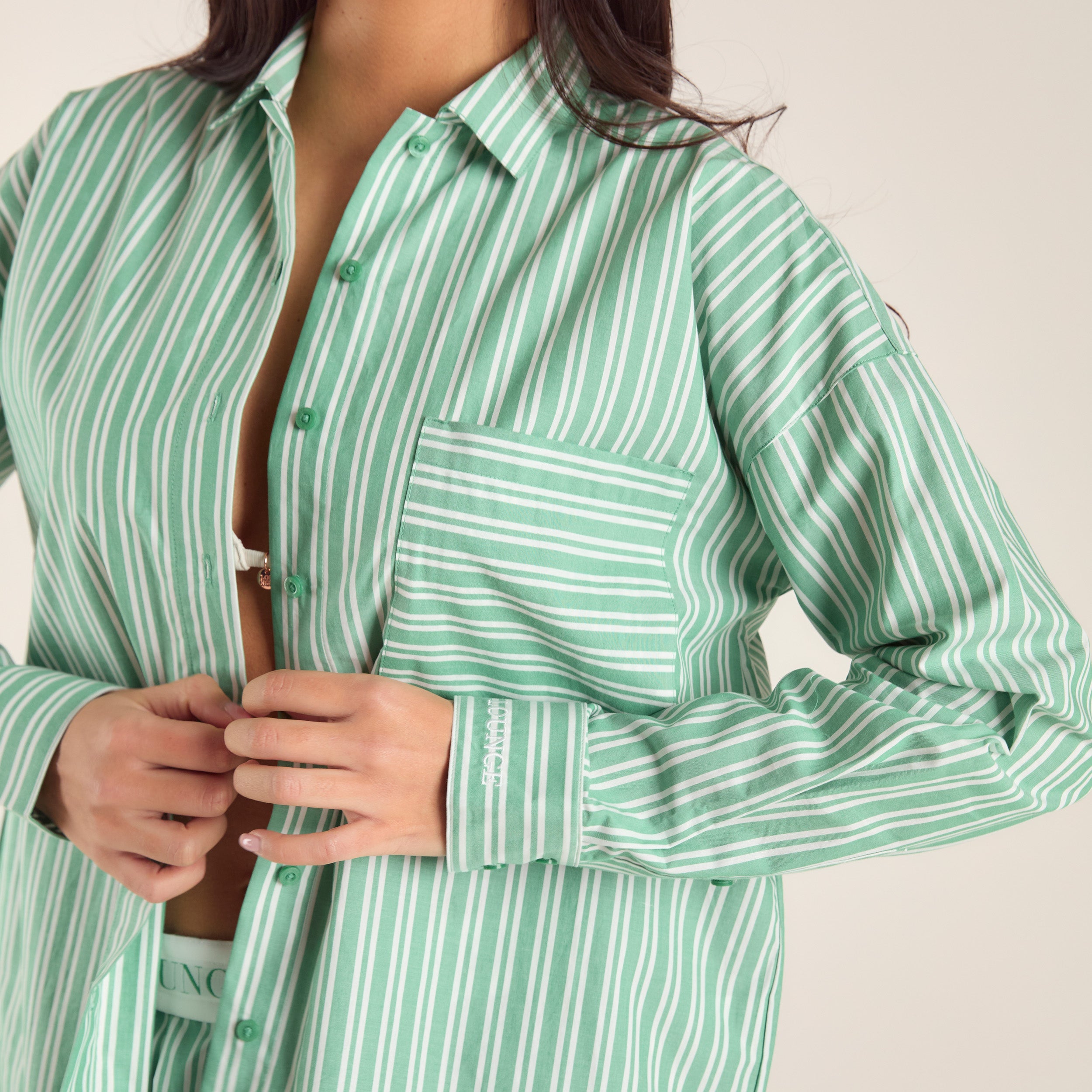 Oversized Pinstripe Shirt | Oversized Pinstripe Shirt - Green