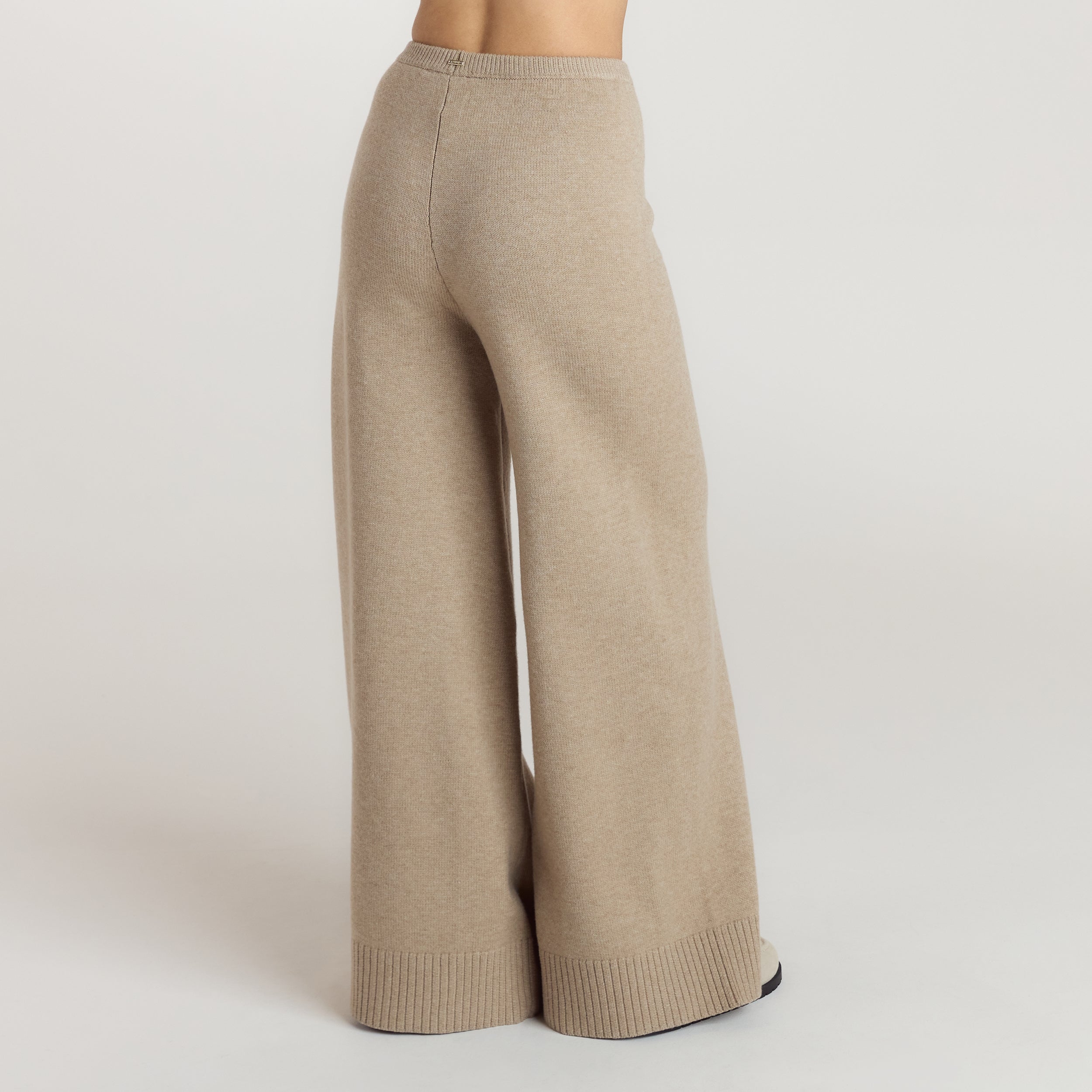 Ribbed Hem Knitted Trousers | Ribbed Hem Knitted Trousers - Mink
