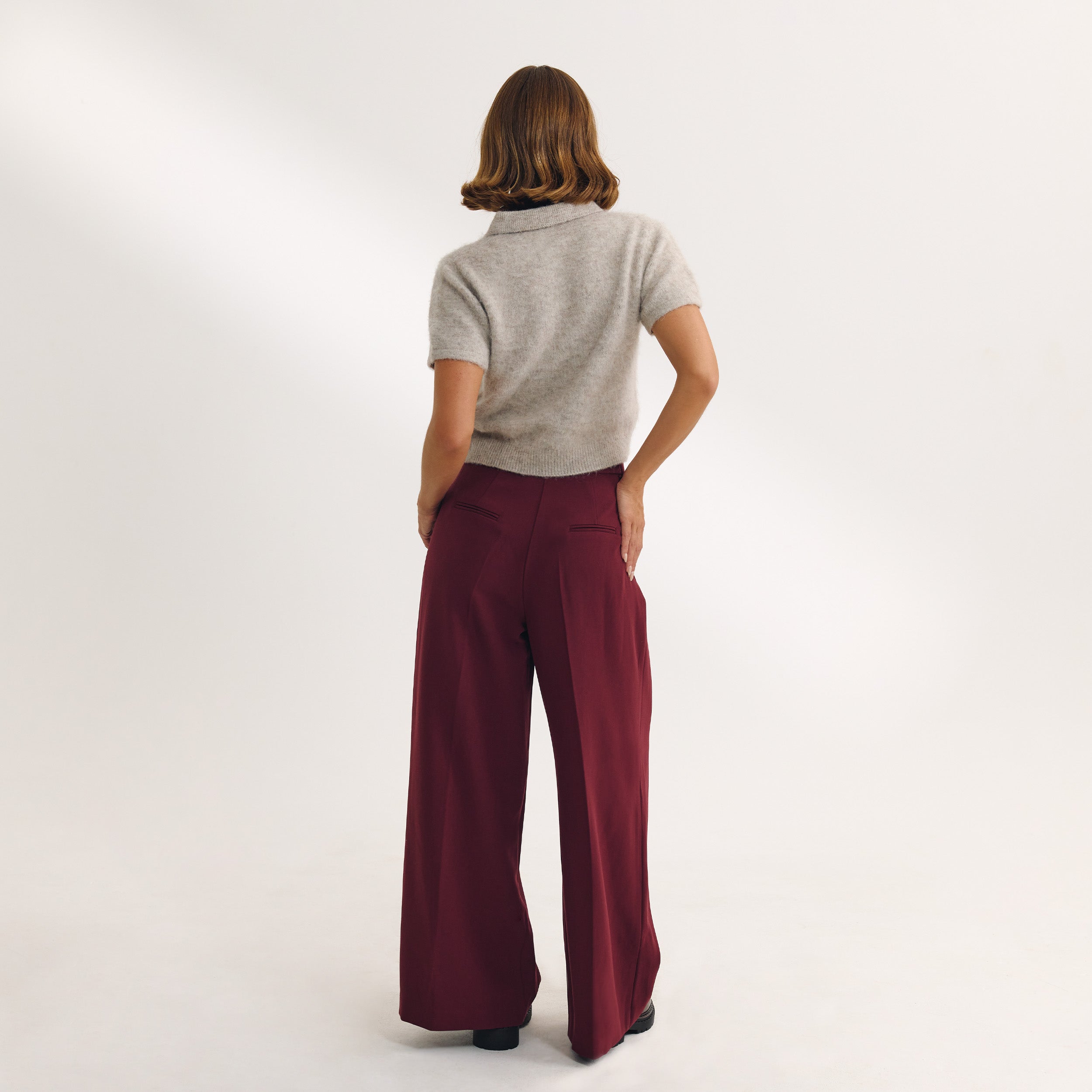 Wide-Leg Tailored Pants | Wide-Leg Tailored Pants - Cherry Lacquer
