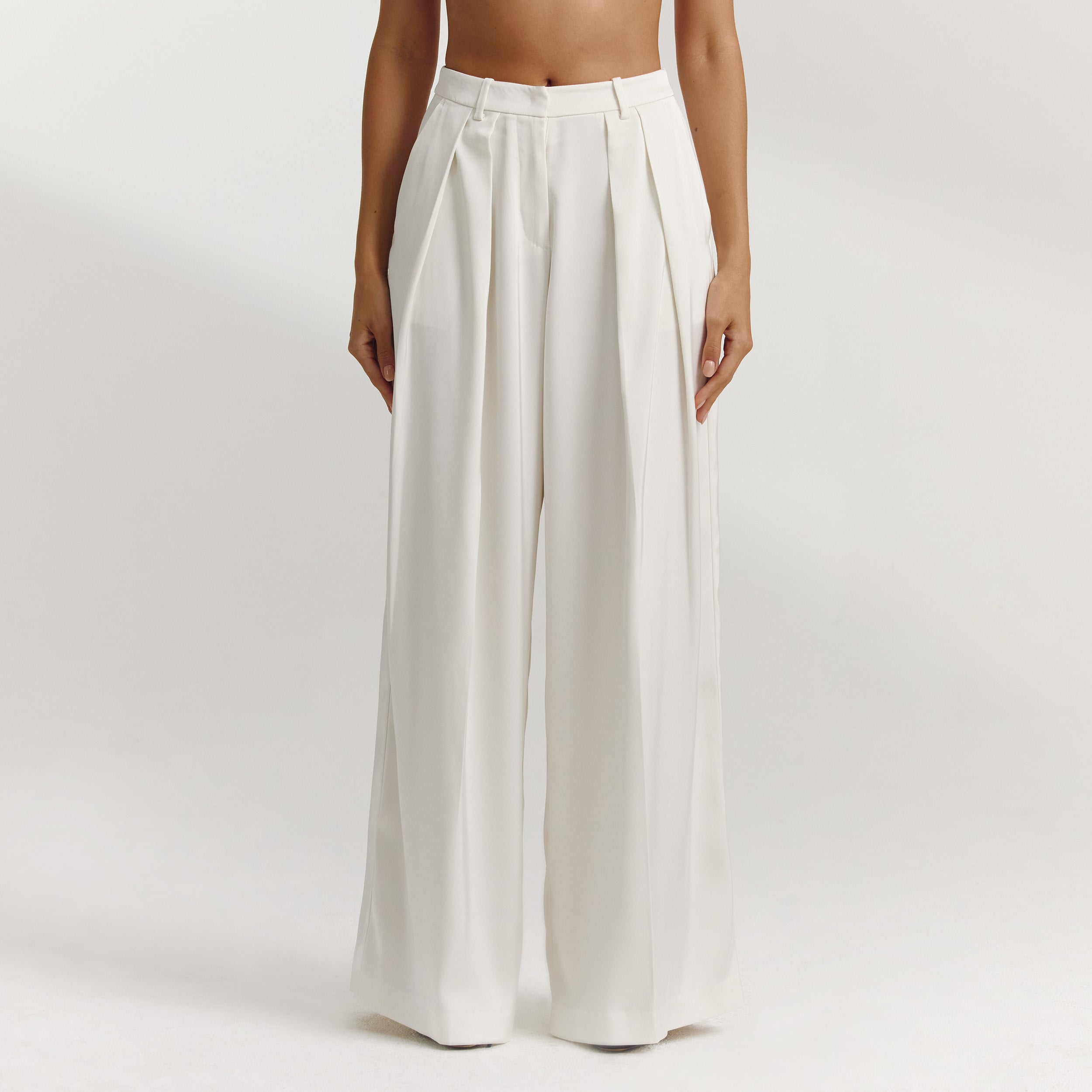 Satin Wide-Leg Trousers | Satin Wide-Leg Trousers - Off White