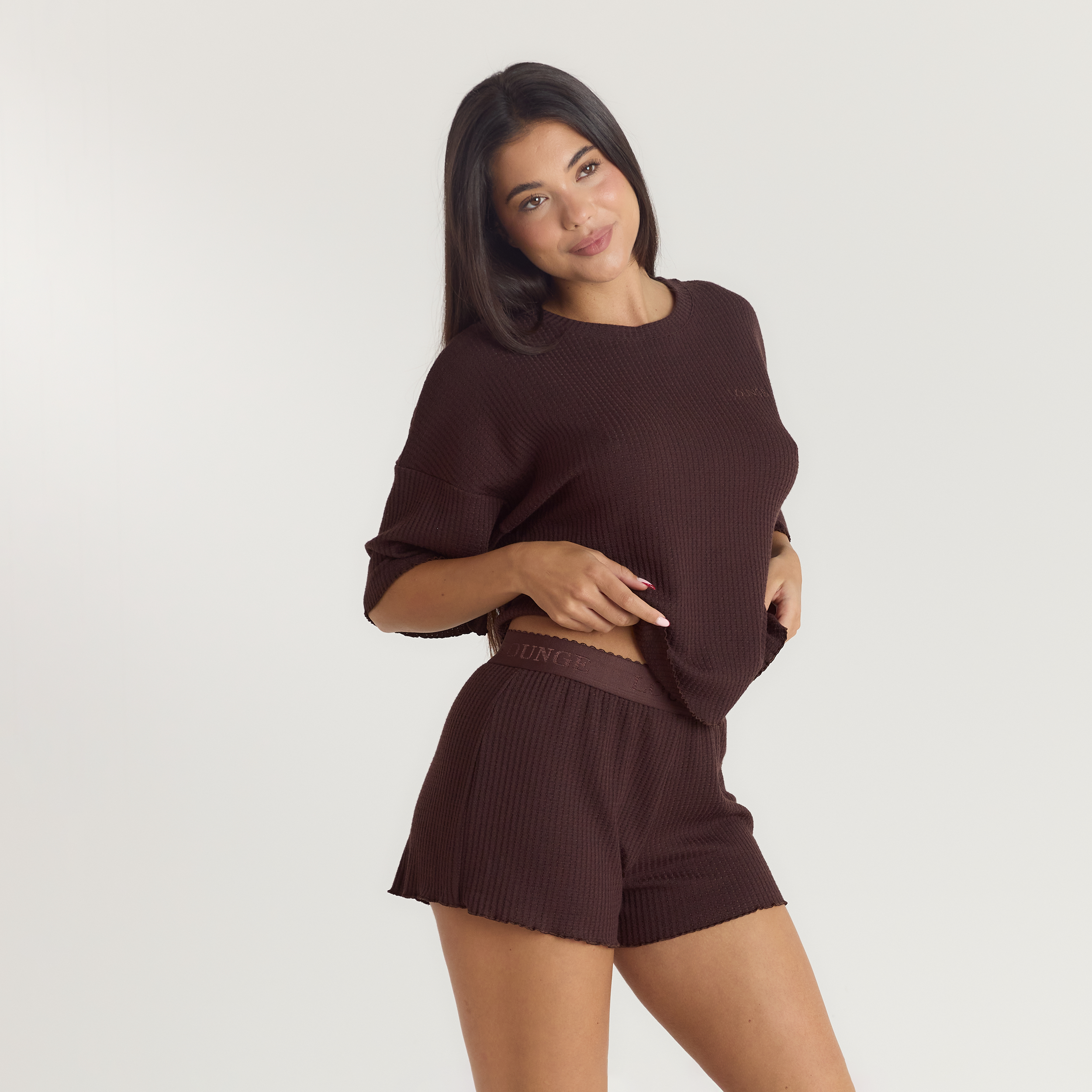 Soft Waffle Pyjama Top | Soft Waffle Pyjama Top - Dark Chocolate